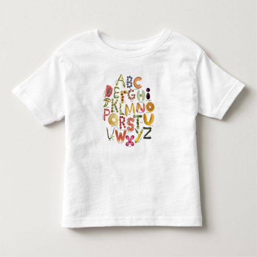 フルーツと野菜アルファベット – 食べ物ABC - トドラーTシャツ (正面)