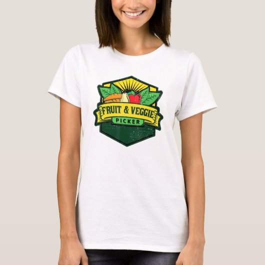 フルーツと野菜ピッカーフルーツ農家ビーガン Tシャツ (正面)
