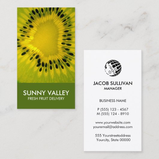 フルーツのクローズアップ小売卸売 名刺 (正面/裏面)