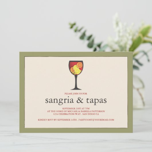 フルーツのサングリエ及び樹皮布のパーティの招待状が付いているゴブレット 招待状 (スタンド正面)