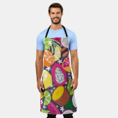 フルーツのシームレスなパターン、エキゾチックなトロピのコレクション エプロン (着用した状態)