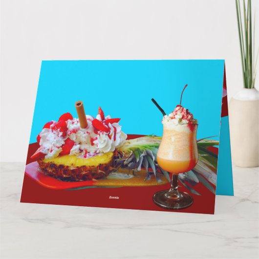 フルーツのスムージーとパイナップルとアイスクリーム カード (裏面)