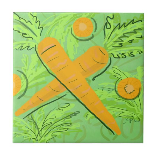 フルーツのタイル: にんじん タイル (正面)