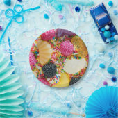 フルーツのタッティ飴のフルーツと散水模様 ペーパープレート (パーティー)