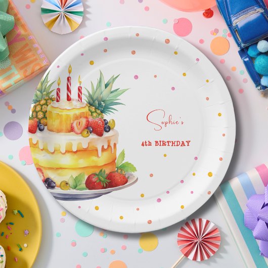 フルーツのバースデーケーキの誕生日 ペーパープレート