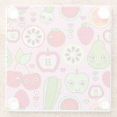 フルーツの台所イラストレーションパターン ガラスコースター (裏面)