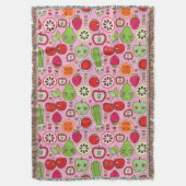 フルーツの台所イラストレーションパターン スローブランケット (正面縦)