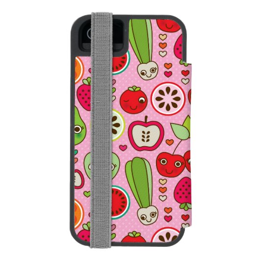 フルーツの台所イラストレーションパターン INCIPIO iPhoneウォレットケース (フォリオ裏面)