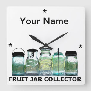 フルーツの瓶のコレクターw/YourNameのヴィンテージのメーソンジャー スクエア壁時計
