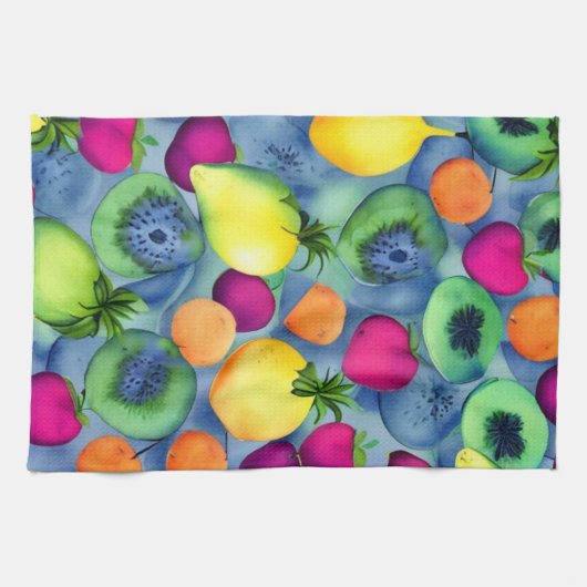 フルーツの継ぎ目のないパターン キッチンタオル (横)