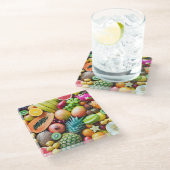 フルーツの美味しい表示 ガラスコースター (アングル)