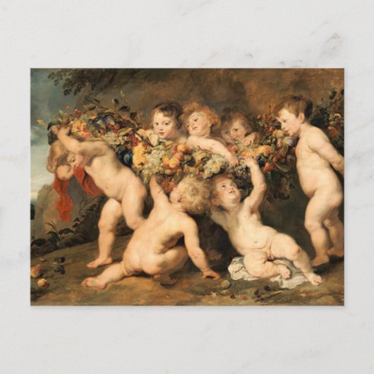 フルーツの花輪- Rubens ポストカード (正面)