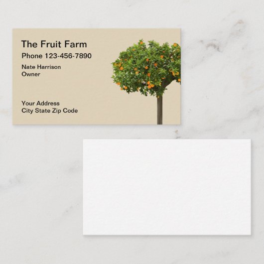 フルーツの農場のオレンジ木のデザイン 名刺 (正面/裏面)