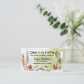 フルーツの野菜の道具シェフのケイタリングビジネスカード 名刺 (スタンド正面)