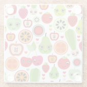 フルーツはイラストレーションのりんごをからかいます ガラスコースター (裏面)