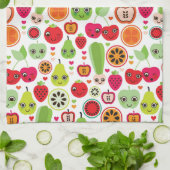 フルーツはイラストレーションのりんごをからかいます キッチンタオル (折り畳み)