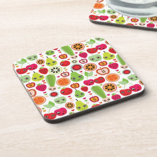 フルーツはイラストレーションのりんごをからかいます コースター (左側)