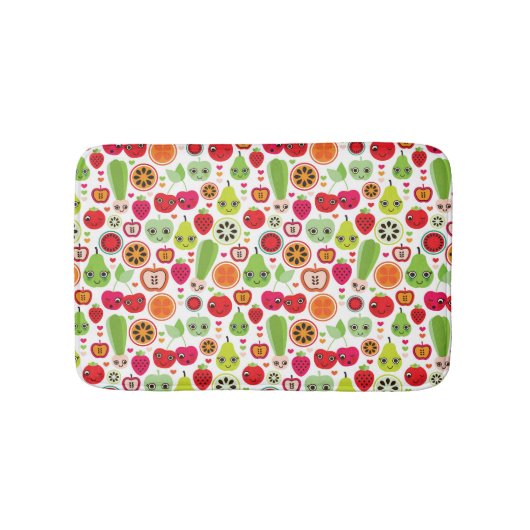 フルーツはイラストレーションのりんごをからかいます バスマット (正面)