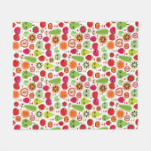 フルーツはイラストレーションのりんごをからかいます フリースブランケット (正面(横))