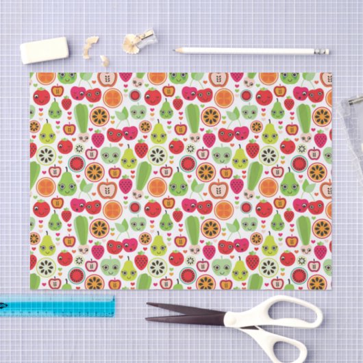 フルーツはイラストレーションのりんごをからかいます 薄葉紙 (クラフト)