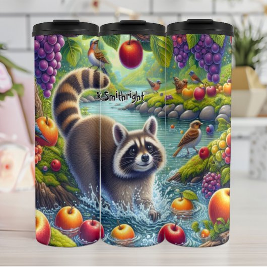 フルーツよくはしゃぐ川にラクーン タンブラー