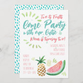 フルーツをテーマにしたパーティー招待状- 2歳の誕生日 招待状 (正面/裏面)