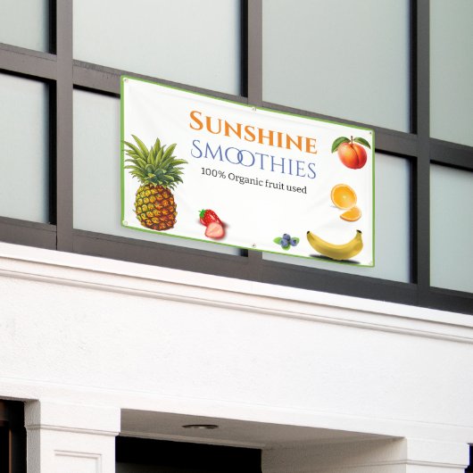 フルーツをテーマにしたビジネス 横断幕 (ビルの外側)