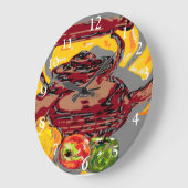 フルーツを使った時計用のティーポット ラージ壁時計 (傾斜)