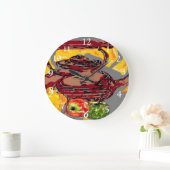 フルーツを使った時計用のティーポット ラージ壁時計 (ホーム)