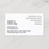 フルーツアップルのコラージュ写真の健康オーガニック食べ物 名刺 (裏面)