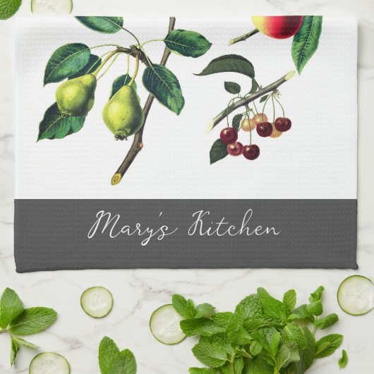 フルーツアートは自分の文字を加えカスタムる キッチンタオル (折り畳み)