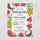 フルーツアートモダン水玉模様水彩誕生日 インビテーションポストカード (正面)