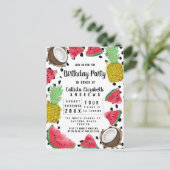 フルーツアートモダン水玉模様水彩誕生日 インビテーションポストカード (スタンド正面)