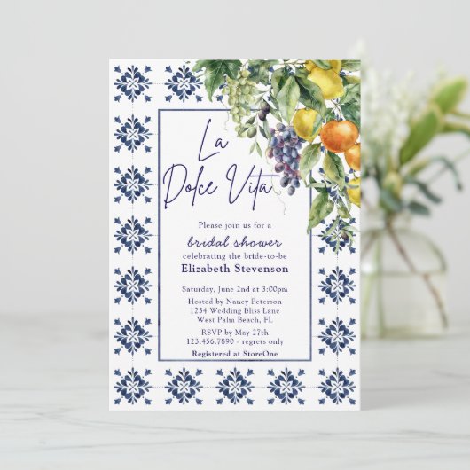 フルーツイタリアンタイルラドルチェヴィータブライダルシャワー 招待状 (スタンド正面)