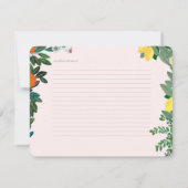 フルーツイタリアンブライダルシャワーレシピエンクロージャカード 招待状 (裏面)