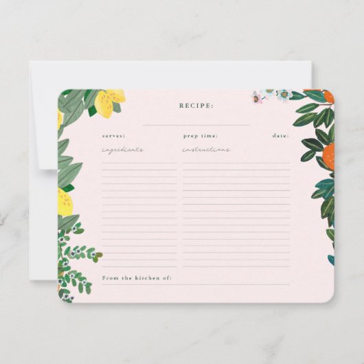 フルーツイタリアンブライダルシャワーレシピエンクロージャカード 招待状 (正面)