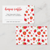 フルーツイチゴ春ベビーシャワーおむつラッフル エンクロージャーカード (正面/裏面)