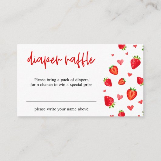 フルーツイチゴ春ベビーシャワーおむつラッフル エンクロージャーカード (正面)