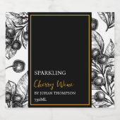 フルーツエレガントきらめくさくらんぼワインラベル スパークリングワインラベル (シングルラベル)