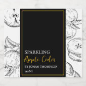 フルーツエレガントきらめくアップルサイダーブラックラベル スパークリングワインラベル (シングルラベル)