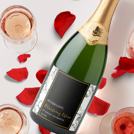 フルーツエレガントきらめくブルーベリーワインブラックラベル スパークリングワインラベル