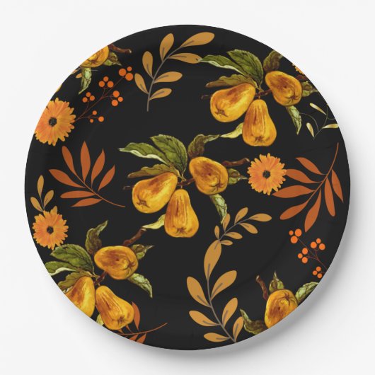 フルーツエレガントとベリー秋/感謝祭プレート ペーパープレート (正面)