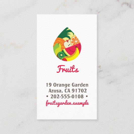 フルーツエレガントイラストレーショングリーンレッドイエローフルーツ 名刺 (裏面)