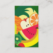 フルーツエレガントイラストレーショングリーンレッドイエローフルーツ 名刺 (正面)