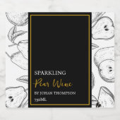 フルーツオエレガントシきらめくワインブラックラベル スパークリングワインラベル (シングルラベル)