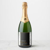 フルーツオエレガントシきらめくワインブラックラベル スパークリングワインラベル (正面)