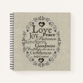 フルーツオブザスピリット聖なる書物、 経典リネン ノートブック (正面)