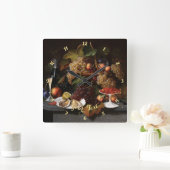 フルーツカスターズワインヴィンテージ素朴アートホームデコール スクエア壁時計 (ホーム)