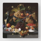 フルーツカスターズワインヴィンテージ素朴アートホームデコール スクエア壁時計