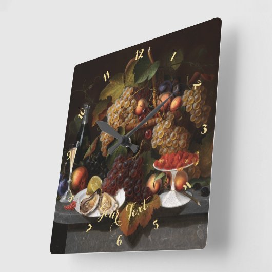 フルーツカスターズワインヴィンテージ素朴アートホームデコール スクエア壁時計 (傾斜)